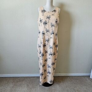 Pineapple Moon Silk Maxi Dress M
